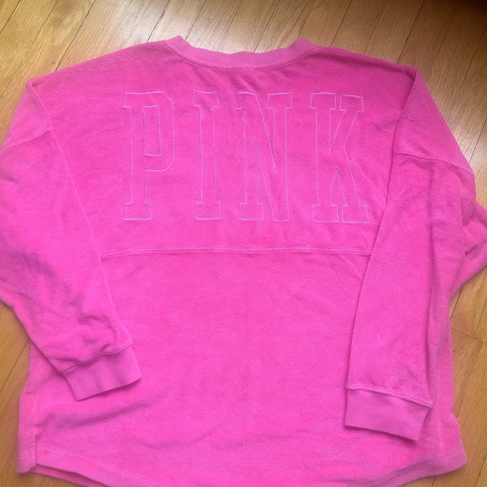 PINK Victoria's Secret Bright Pink Terry Spirit Top size~ XL - Picture 2 of 3